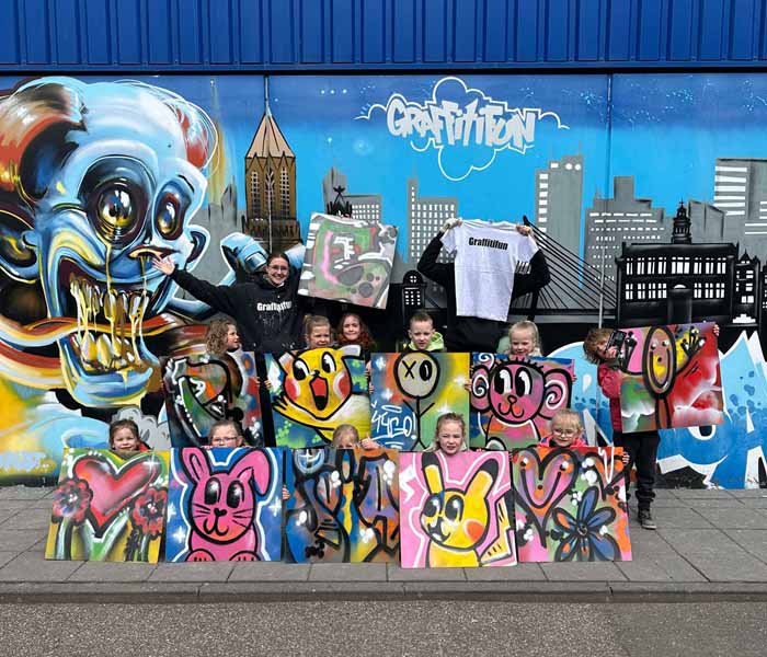 Graffiti kinderfeestjes door heel de Benelux