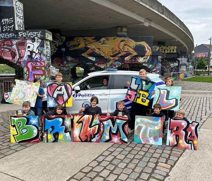 Workshop graffiti kinderfeestje Antwerpen